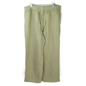 H&M Khaki Green Flat Front High Rise Wide Leg Linen Blend Pants Womens XL NWT